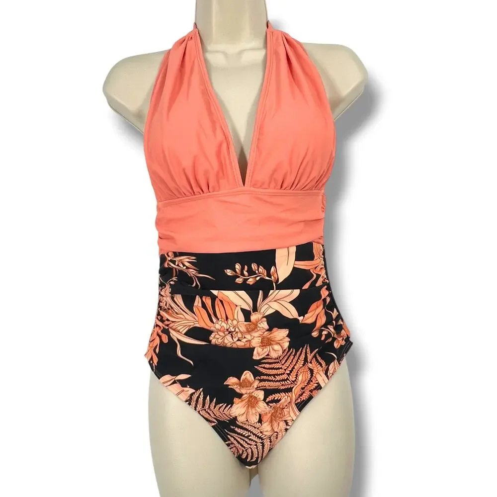 CUPSHE Halter Top One Piece Swim Suit S   NWOT